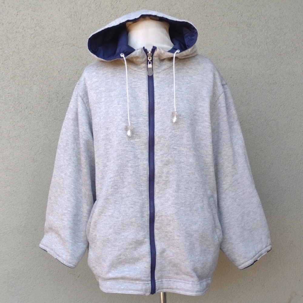 Flawed Weather Tamer Reversible Gray Hooded Zip-Up Jacket Men's XL